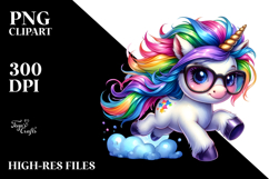 Vibrant Baby Unicorn Running with Cool Haircut PNG Product Image 2