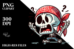 Dramatically Posed Cartoon Skull with Bandana Product Image 2