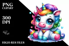 Funny Baby Unicorn PNG Product Image 1