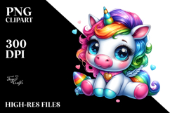 Funny Baby Unicorn Watercolor PNG Product Image 2