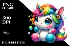 Funny Baby Unicorn PNG Product Image 1