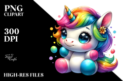 Funny Baby Unicorn Watercolor PNG Product Image 2