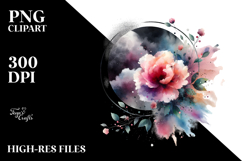 Modern Flower with Splashes PNG Product Image 2