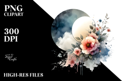 Modern Flower with Splashes PNG Product Image 2