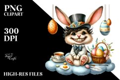 Goofy Bunny on Cloud with Eggs PNG Product Image 2