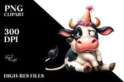 Party Hat Holstein Cow PNG Product Image 2