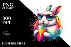 Rabbit Drinking with Straw | Sublimation | Clipart Product Image 3