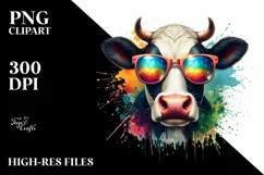 Sublimation, png, summer, sticker, flower, cow, quirky, Product Image 1