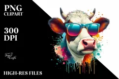 Sublimation, png, summer, sticker, flower, cow, quirky, Product Image 3