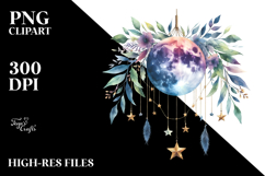 Watercolor Boho Moon Foliage Stars Product Image 2