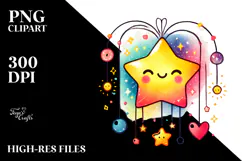 Colorful Star with Hearts PNG Product Image 2