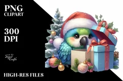 Cute Baby Macaw behind Gift Box PNG Product Image 1