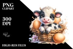 Watercolor Highland Cow Egg Basket Sticker | Sublimation | Product Image 3
