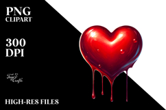 Red Glossy Heart Watercolor PNG Product Image 2