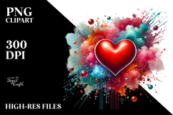 Red Glossy Heart Splashy PNG Product Image 2