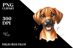 Watercolor Cute Rhodesian Ridgeback, Happy PNG Product Image 2