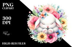Colorful Baby Bunny Sleeping | Sublimation Clipart Product Image 3