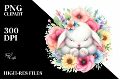 Colorful Baby Bunny Sleeping | Sublimation Clipart Product Image 3