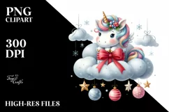 Cute Christmas Unicorn PNG Product Image 1