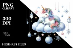 Cute Christmas Unicorn PNG Product Image 3
