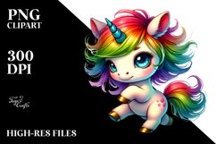 Baby Unicorn Running with Cool Haircut, PNG Product Image 2