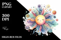 Colorful Watercolor Whimsical Pastel Sun | Clipart Product Image 3
