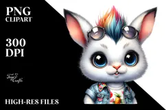 Energetic Baby Rabbit with Punk Look, High-Res PNG Product Image 2
