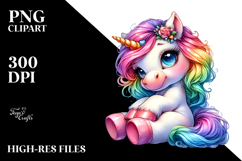 Vibrant Cute Baby Unicorn, PNG Product Image 2