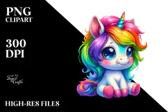 Joyful Baby Unicorn PNG Product Image 2
