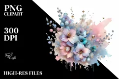 Abstract Shiny Delphinium Watercolor Clipart Product Image 3
