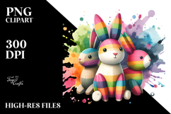Colorful Bunny Wood PNG Product Image 2
