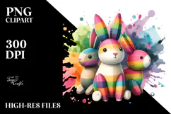 Colorful Bunny Wood PNG Product Image 2