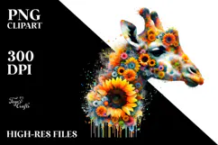Vibrant Watercolor Giraffe Abstract PNG Product Image 2