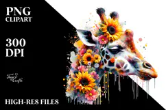 Vibrant Watercolor Giraffe Abstract PNG Product Image 2
