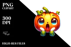 Funny Chibi-style Pumpkin, Colorful PNG Product Image 2