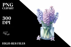 Watercolor Jar with Large Hyacinth PNG Product Image 3