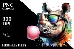 Quirky Colorful Watercolor Rhino | Clipart Product Image 1
