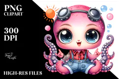 Energetic Baby Octopus, High-Res PNG Product Image 2
