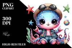 Energetic Baby Octopus, High-Res PNG Product Image 2