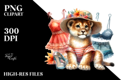 Digital Watercolor Cute Baby Lion PNG Product Image 2