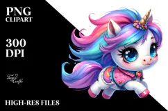 Cute Unicorn Running PNG Product Image 2