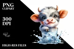 Smiling Highland Cow in | Clipart Product Image 3