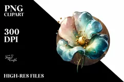 Abstract Glossy Sweet Pea Golden Insertions Clipart Product Image 3