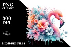 Flowers Flamingo Splashes | Sublimation | Clipart Product Image 3