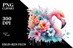 Flowers Flamingo Splashes | Sublimation | Clipart Product Image 3