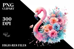 Flowers Flamingo Splashes | Sublimation | Clipart Product Image 3