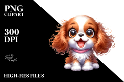 Happy Baby Cavalier King Charles Spaniel Watercolor PNG Product Image 2