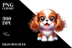 Happy Baby Cavalier King Charles Spaniel Watercolor PNG Product Image 2