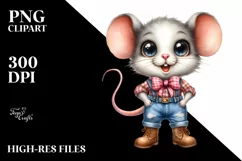 Watercolor Big Eyes Farm Jeans Standing Boots Product Image 1