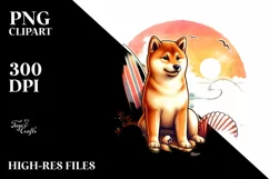 Shiba Inu on Sunset Beach | Sublimation Clipart Product Image 3